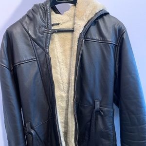 Wilson dark brown leather jacket lined with fur